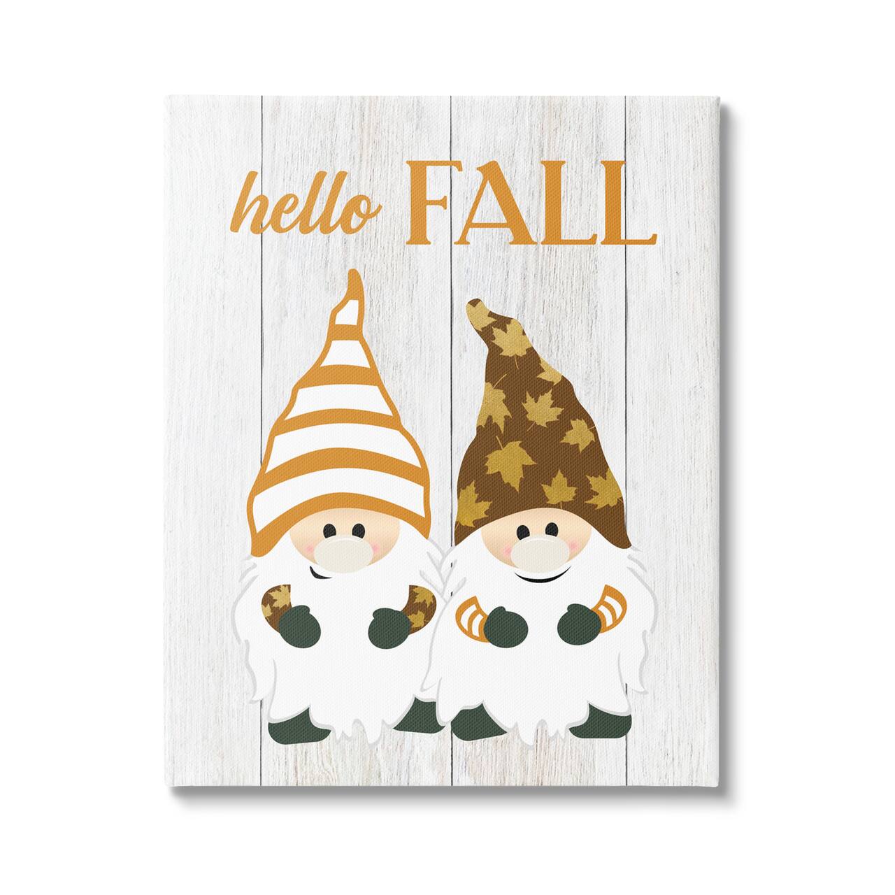 Stupell Industries Hello Fall Whimsical Gnomes Canvas Wall Art